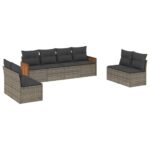 8-Piece Garden Sofa Set with Cushions Grey Poly Rattan Wicker Outdoor Patio Furniture