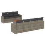 8-Piece Garden Sofa Set with Cushions Grey Poly Rattan Wicker Outdoor Patio Furniture