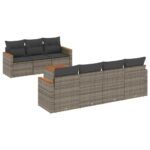 8-Piece Garden Sofa Set with Cushions Grey Poly Rattan Wicker Outdoor Patio Furniture