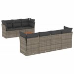 8-Piece Garden Sofa Set with Cushions Grey Poly Rattan Wicker Outdoor Patio Furniture