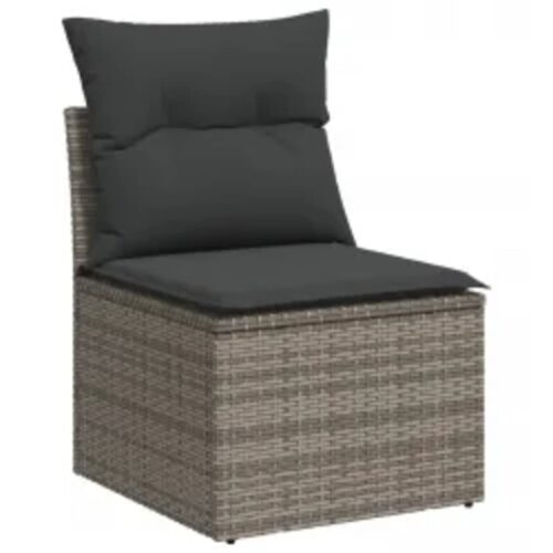 8-Piece Garden Sofa Set with Cushions Grey Poly Rattan Wicker Outdoor Patio Furniture - Image 3