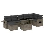 8-Piece Garden Sofa Set with Cushions Grey Poly Rattan Wicker Outdoor Patio Furniture