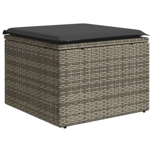 7-Piece Garden Sofa Set with Cushions Grey Poly Rattan Wicker Outdoor Patio Furniture - Image 6