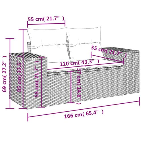 7-Piece Garden Sofa Set with Cushions Grey Poly Rattan Wicker Outdoor Patio Furniture - Image 9