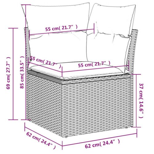 7-Piece Garden Sofa Set with Cushions Grey Poly Rattan Wicker Outdoor Patio Furniture - Image 10