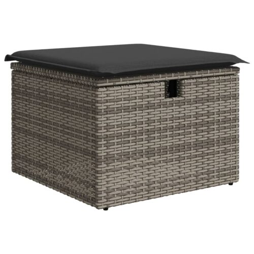 8-Piece Garden Sofa Set with Cushions Grey Poly Rattan Wicker Outdoor Patio Furniture - Image 5