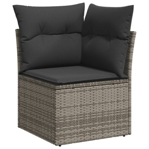 8-Piece Garden Sofa Set with Cushions Grey Poly Rattan Wicker Outdoor Patio Furniture - Image 3