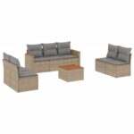 8-Piece Garden Sofa Set with Cushions Mix Beige Poly Rattan Wicker Outdoor Patio Furniture