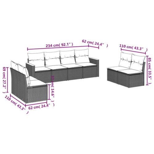8-Piece Garden Sofa Set with Cushions Mix Beige Poly Rattan Wicker Outdoor Patio Furniture - Image 6