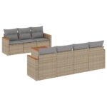 8-Piece Garden Sofa Set with Cushions Mix Beige Poly Rattan Wicker Outdoor Patio Furniture
