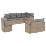 8-Piece Garden Sofa Set with Cushions Mix Beige Poly Rattan Wicker Outdoor Patio Furniture