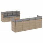 8-Piece Garden Sofa Set with Cushions Mix Beige Poly Rattan Wicker Outdoor Patio Furniture