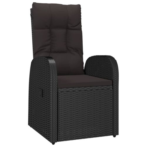 9-Piece Garden Dining Set with Cushions Black Poly Rattan Wicker Outdoor Patio Furniture - Image 3