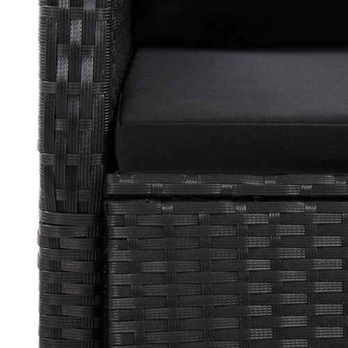 9-Piece Garden Dining Set with Cushions Black Poly Rattan Wicker Outdoor Patio Furniture - Image 5