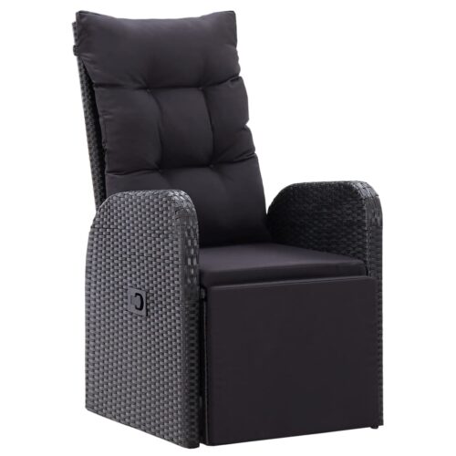 9-Piece Garden Dining Set with Cushions Black Poly Rattan Wicker Outdoor Patio Furniture - Image 3