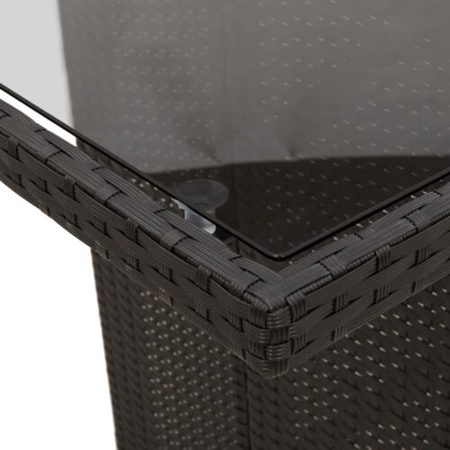 9-Piece Garden Dining Set with Cushions Black Poly Rattan Wicker Outdoor Patio Furniture - Image 7