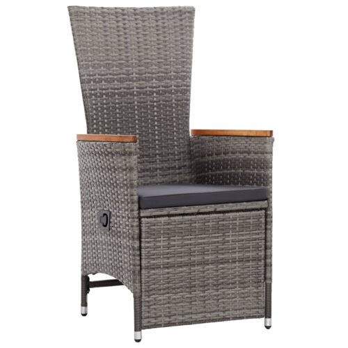 9-Piece Garden Dining Set with Cushions Grey Poly Rattan Wicker Outdoor Patio Furniture - Image 4