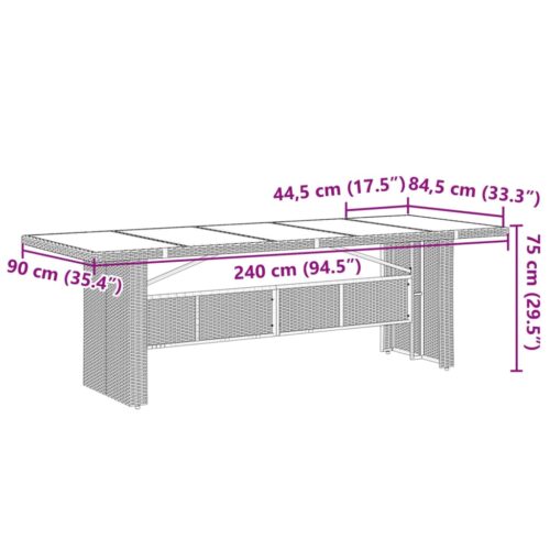 9-Piece Garden Dining Set with Cushions Grey Poly Rattan Wicker Outdoor Patio Furniture - Image 8