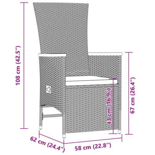 9-Piece Garden Dining Set with Cushions Grey Poly Rattan Wicker Outdoor Patio Furniture - Image 9