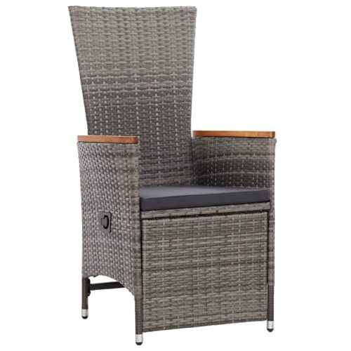 9-Piece Garden Dining Set with Cushions Grey Poly Rattan Wicker Outdoor Patio Furniture - Image 4