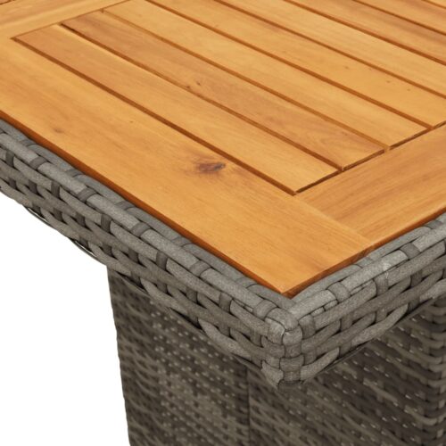 9-Piece Garden Dining Set with Cushions Grey Poly Rattan Wicker Outdoor Patio Furniture - Image 5