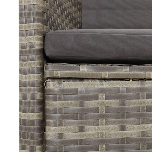 9-Piece Garden Dining Set with Cushions Grey Poly Rattan Wicker Outdoor Patio Furniture - Image 5