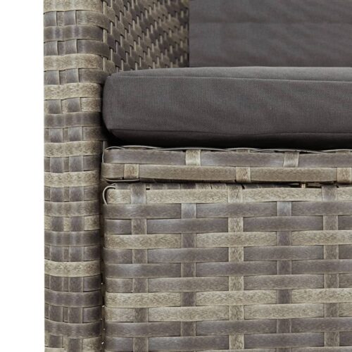 9-Piece Garden Dining Set with Cushions Grey Poly Rattan Wicker Outdoor Patio Furniture - Image 5