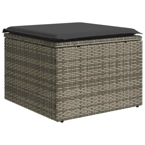 7-Piece Garden Sofa Set with Cushions Grey Poly Rattan Wicker Outdoor Patio Furniture - Image 3