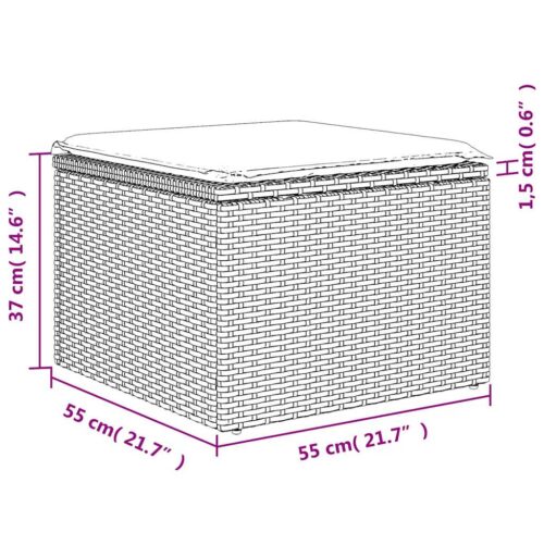7-Piece Garden Sofa Set with Cushions Grey Poly Rattan Wicker Outdoor Patio Furniture - Image 12