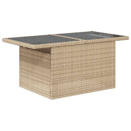 9-Piece Garden Sofa Set with Cushions Beige Poly Rattan Wicker Outdoor Patio Furniture - Image 5