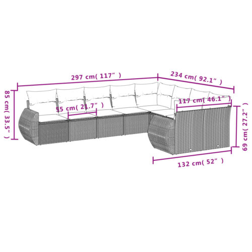 9-Piece Garden Sofa Set with Cushions Beige Poly Rattan Wicker Outdoor Patio Furniture - Image 3
