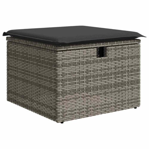 7-Piece Garden Sofa Set with Cushions Grey Poly Rattan Wicker Outdoor Patio Furniture - Image 6