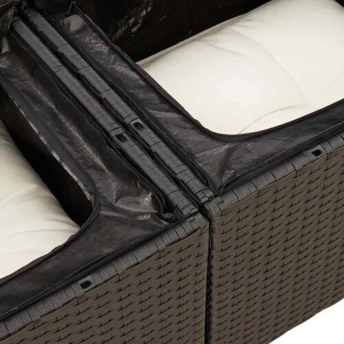 9-Piece Garden Sofa Set with Cushions Black Poly Rattan Wicker Outdoor Patio Furniture - Image 11