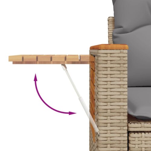 11-Piece Garden Sofa Set with Cushions Beige Poly Rattan Wicker Outdoor Patio Furniture - Image 8