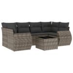 7-Piece Garden Sofa Set with Cushions Grey Poly Rattan Wicker Outdoor Patio Furniture