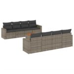 9-Piece Garden Sofa Set with Cushions Grey Poly Rattan Wicker Outdoor Patio Furniture