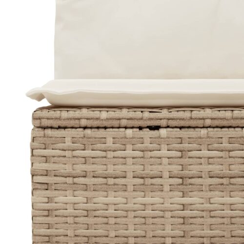 11-Piece Garden Sofa Set with Cushions Beige Poly Rattan Wicker Outdoor Patio Furniture - Image 7