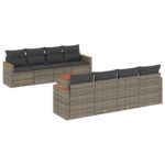 9-Piece Garden Sofa Set with Cushions Grey Poly Rattan Wicker Outdoor Patio Furniture
