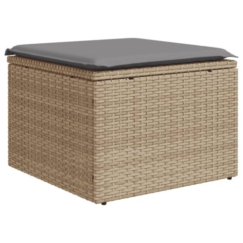 11-Piece Garden Sofa Set with Cushions Beige Poly Rattan Wicker Outdoor Patio Furniture - Image 6