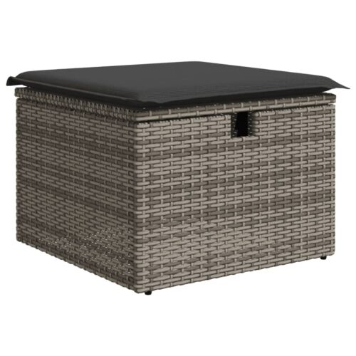 9-Piece Garden Sofa Set with Cushions Grey Poly Rattan Wicker Outdoor Patio Furniture - Image 7