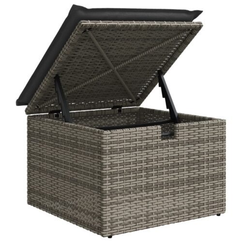 9 Piece Garden Sofa Set with Cushions Grey Poly Rattan - Image 8