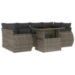 7-Piece Garden Sofa Set with Cushions Grey Poly Rattan Wicker Outdoor Patio Furniture