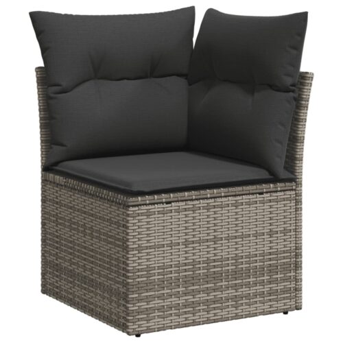 9-Piece Garden Sofa Set with Cushions Grey Poly Rattan Wicker Outdoor Patio Furniture - Image 6
