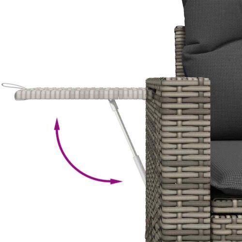 7-Piece Garden Sofa Set with Cushions Grey Poly Rattan Wicker Outdoor Patio Furniture - Image 11