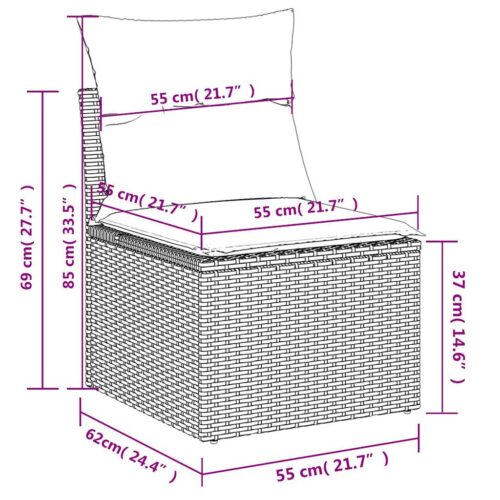 11-Piece Garden Sofa Set with Cushions Beige Poly Rattan Wicker Outdoor Patio Furniture - Image 12