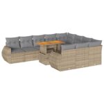 11-Piece Garden Sofa Set with Cushions Beige Poly Rattan Wicker Outdoor Patio Furniture