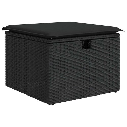 11-Piece Garden Sofa Set with Cushions Black Poly Rattan Wicker Outdoor Patio Furniture - Image 6