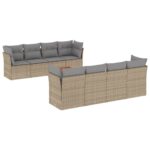9-Piece Garden Sofa Set with Cushions Mix Beige Poly Rattan Wicker Outdoor Patio Furniture