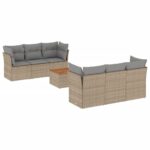 7-Piece Garden Sofa Set with Cushions Mix Beige Poly Rattan Wicker Outdoor Patio Furniture