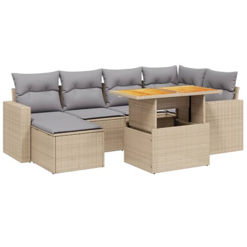 11-Piece Garden Sofa Set with Cushions Grey Poly Rattan Wicker Outdoor Patio Furniture - Image 5